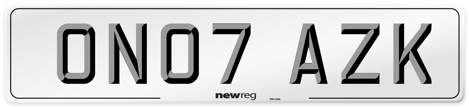 ON07 AZK Number Plate from New Reg